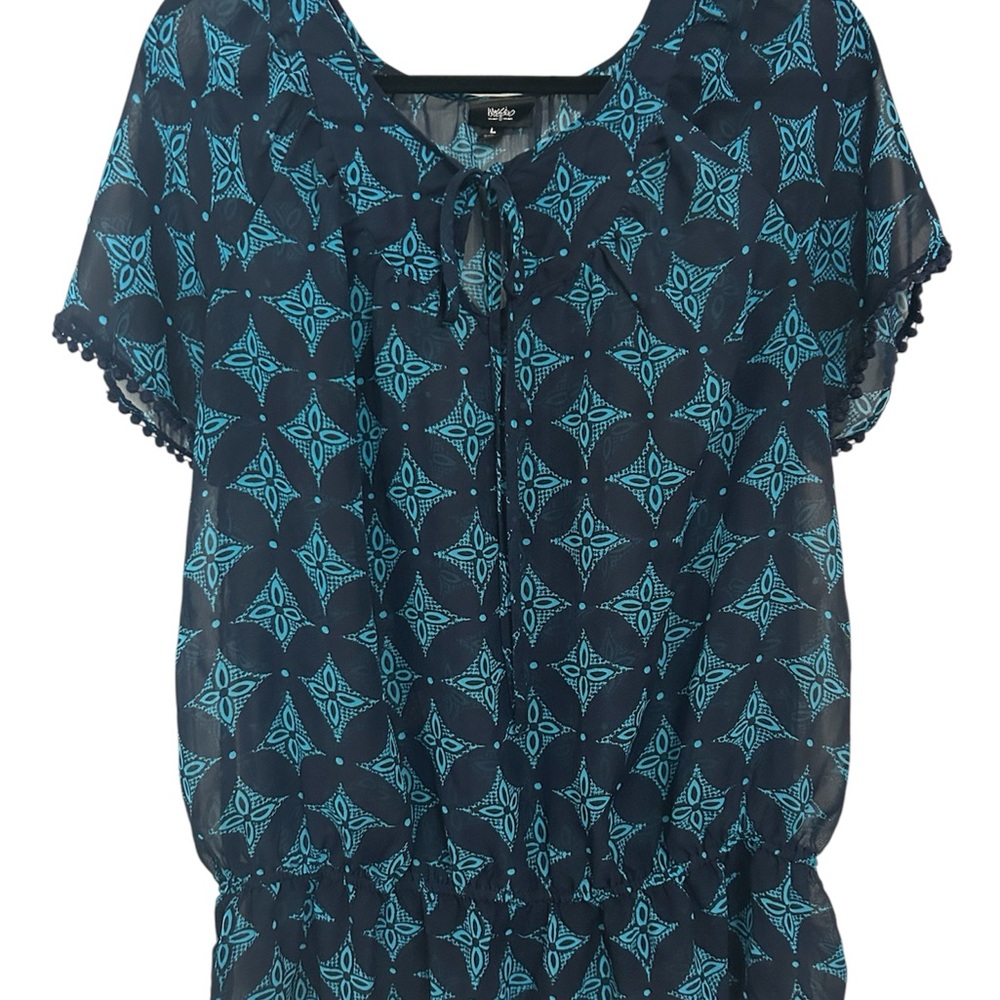 Mossimo Supply Co. Blue Geometric Women's Blouse